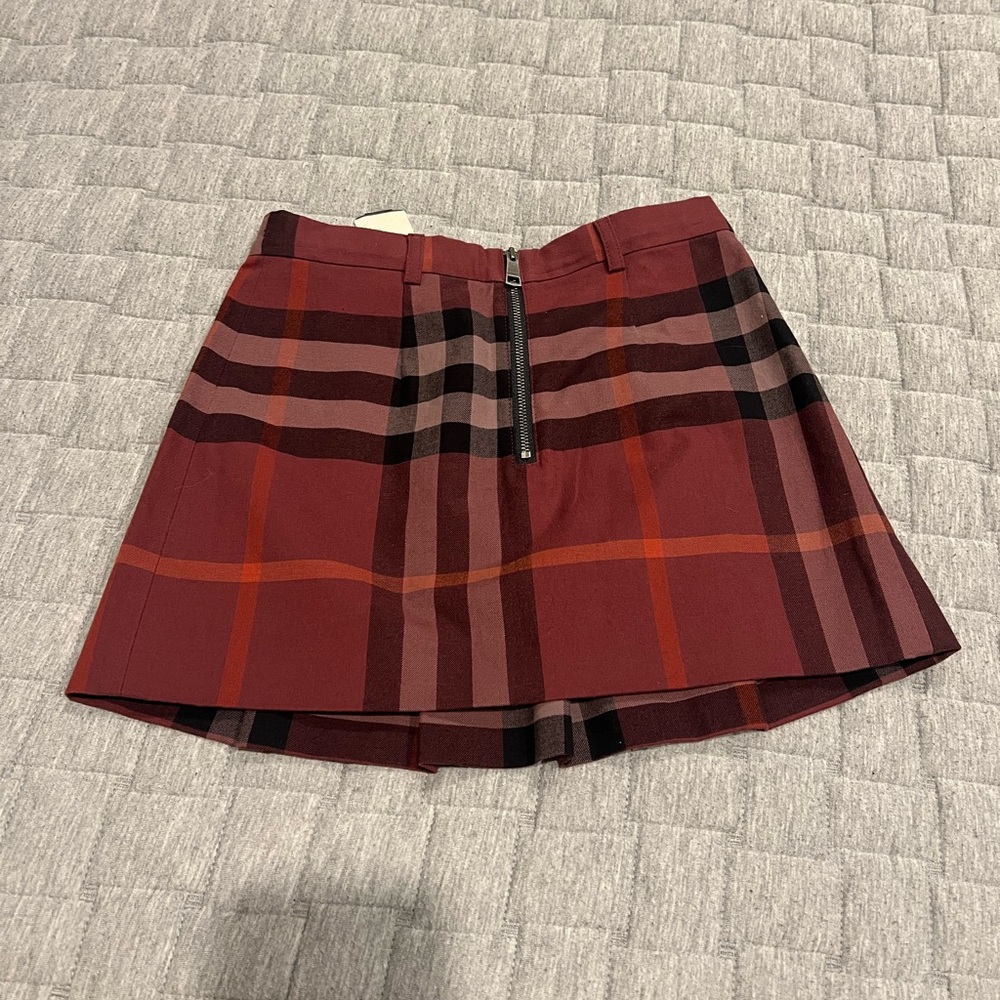 Burberry Burgundy Plaid Mini Skirt Size 7 - Picture 2 of 5